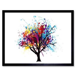 "Artery8 Painting Abstract Colourful Tree Splash 12x16"" Framed Wall Art - Size: W12"" x H16""" - thumbnail 1