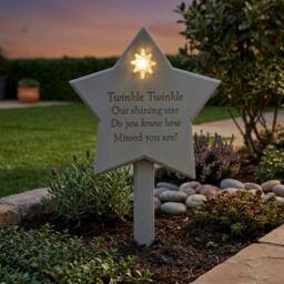 Garden Greatness Memorial Twinkle Twinkle Solar Star Plaque - Size: 2 Pack