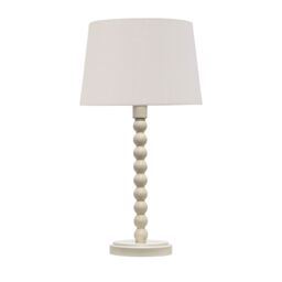 First Choice Lighting Bobbin - Ivory Lamp with Natural Linen Shade in White - thumbnail 1