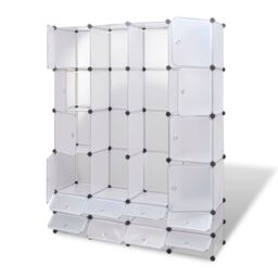 Berkfield Home Modular Cabinet 18 Compartments White 37x146x180.5 cm - thumbnail 3