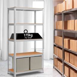 FLAVORA 5 Tier Heavy Duty Garage Storage Rack in Metallic Silver - Size: 10000mm x 520mm - thumbnail 3