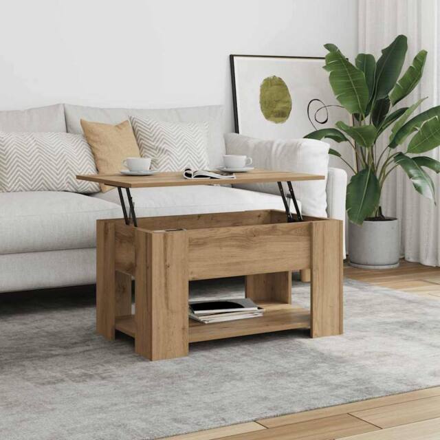 Berkfield Home Modern Coffee Table Artisan Oak 79x49x41 cm Engineered Wood in Brown - Size: 79 x 49 x 41 cm - image 1