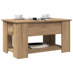 Berkfield Home Modern Coffee Table Artisan Oak 79x49x41 cm Engineered Wood in Brown - Size: 79 x 49 x 41 cm - thumbnail 4