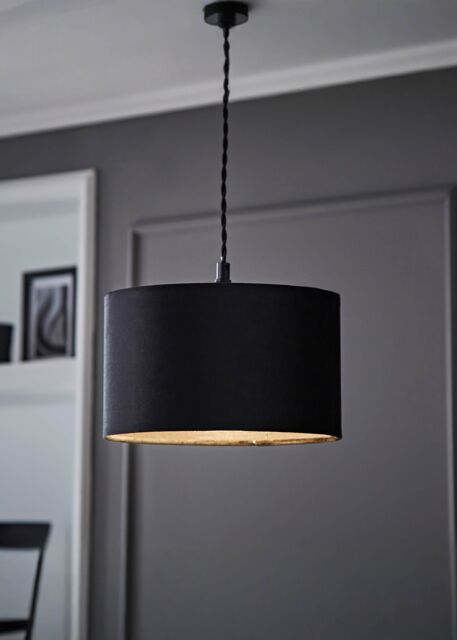 ValueLights Reni Black Velvet Easy Fit Drum Ceiling Lamp Shade - Size: Small - image 1
