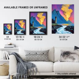 "Artery8 Lighthouse by Volcano Iceland Coastal Landscape Framed Art Print in Blue - Size: W12"" x H16""" - thumbnail 3