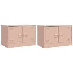 Berkfield Home TV Cabinets 2 pcs Pink 67x39x44 cm Steel - Size: 67 x 39 x 44 cm