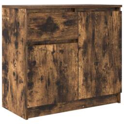 Berkfield Home Sideboard with Drawer Smoked Oak 71x35x65 cm Engineered Wood in Brown - Size: 71 x 35 x 65 cm - thumbnail 1