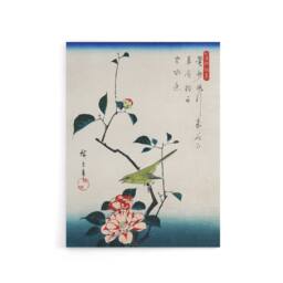 "Artery8 Nightingale Japanese Vintage Bird Canvas Wall Art Print Hiroshige in Blue - Size: W18"" x H24""" - thumbnail 1