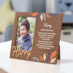 History & Heraldry Personalised Kids Wooden Picture Frame - Harry in Brown - thumbnail 2