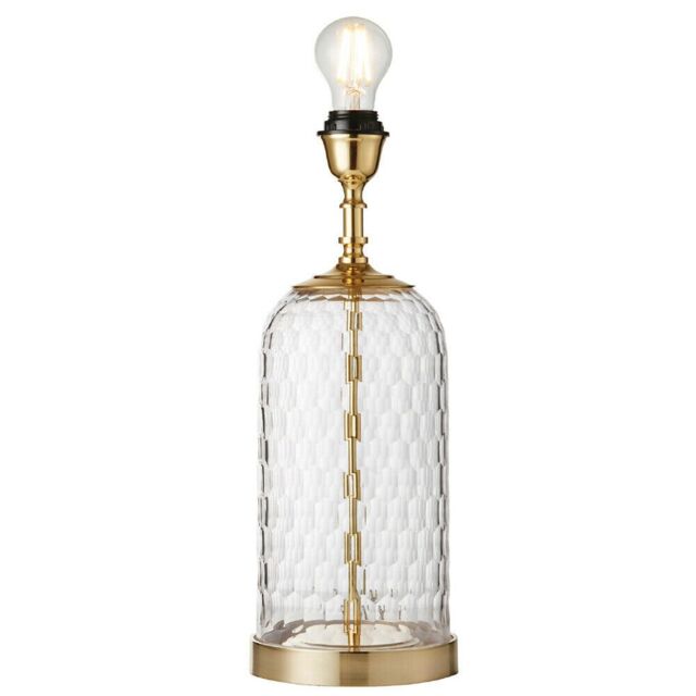 Loops Geometric Glass Table Lamp Brass Trim BASE ONLY Modern Bedside Feature Light in Clear - image 1