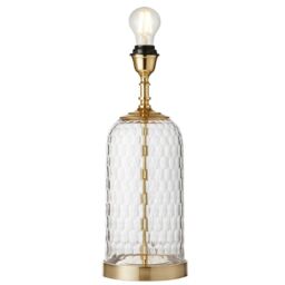 Loops Geometric Glass Table Lamp Brass Trim BASE ONLY Modern Bedside Feature Light in Clear - thumbnail 1