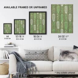 "Artery8 Green Shima Textile Pattern Vintage Wall Art Print Korin - Size: W18"" x H24""" - thumbnail 3