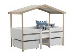 Vente-unique Cabin Bed With Drawers - 90 X 190 Cm - Lime Wood - White & Oak in Light Oak - Size: Single - thumbnail 2