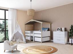 Vente-unique Cabin Bed With Drawers - 90 X 190 Cm - Lime Wood - White & Oak in Light Oak - Size: Single - thumbnail 7
