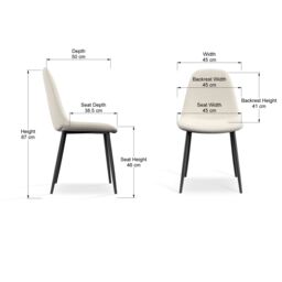 More4Homes Set Of 2 Maya Boucle Dining Chair Modern Padded Seat Metal Legs Kitchen in Ivory - thumbnail 7