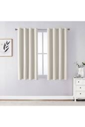 Living and Home 2 Panels Beige Blackout Curtains Polyester Drop Eyelet Curtains for Bedroom and Living Room, 117cm W x 137cm H - thumbnail 2