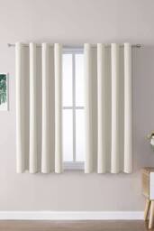 Living and Home 2 Panels Beige Blackout Curtains Polyester Drop Eyelet Curtains for Bedroom and Living Room, 117cm W x 137cm H