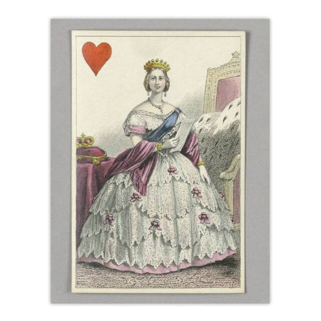 "Artery8 E Le Tellier Victoria Queen of Hearts Card Design Wall Art Print - Size: W12"" x H16""" - image 1