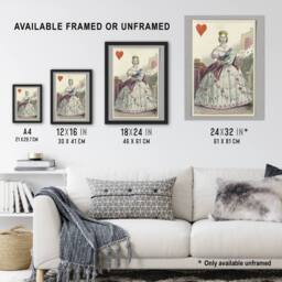 "Artery8 E Le Tellier Victoria Queen of Hearts Card Design Wall Art Print - Size: W12"" x H16""" - thumbnail 3