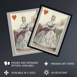 "Artery8 E Le Tellier Victoria Queen of Hearts Card Design Wall Art Print - Size: W12"" x H16""" - thumbnail 2