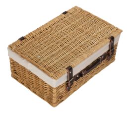 Red Hamper Wicker 45cm Buff Picnic Basket with Cotton Lining in White - thumbnail 4