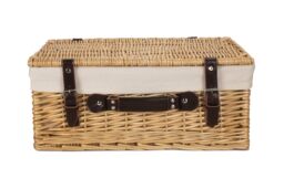 Red Hamper Wicker 45cm Buff Picnic Basket with Cotton Lining in White - thumbnail 3