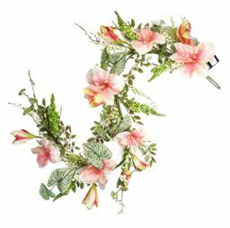 Leaf 180cm Artificial Hanging Pink Lily Plant Realistic Garland Trailing in Green - thumbnail 1
