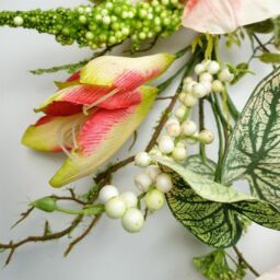 Leaf 180cm Artificial Hanging Pink Lily Plant Realistic Garland Trailing in Green - thumbnail 3