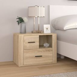 Berkfield Home Bedside Cabinet Sonoma Oak 60x36x45 cm Engineered Wood in Brown - Size: 60 x 36 x 45 cm - thumbnail 1