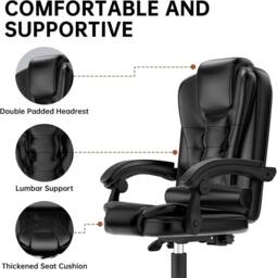 Gartistgo Executive High Back Ergonomic PU Leather Office Chair with Footrest in Black - thumbnail 6