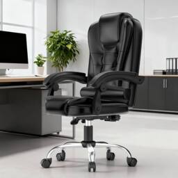 Gartistgo Executive High Back Ergonomic PU Leather Office Chair with Footrest in Black - thumbnail 2