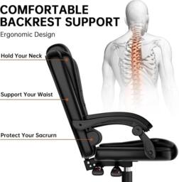Gartistgo Executive High Back Ergonomic PU Leather Office Chair with Footrest in Black - thumbnail 5