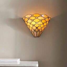 Loops Tiffany Glass Geometric Wall Light - Matt Black Steel - 40W E14 Golf Bulb Needed - thumbnail 4