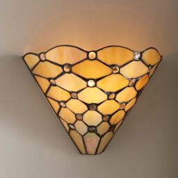 Loops Tiffany Glass Geometric Wall Light - Matt Black Steel - 40W E14 Golf Bulb Needed - thumbnail 3