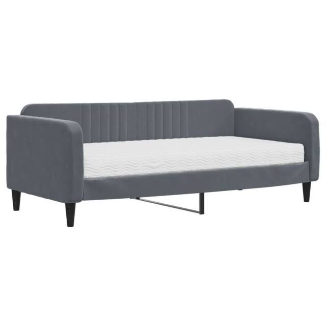 Berkfield Home Daybed with Mattress Dark Grey 90x190 cm Velvet - image 1