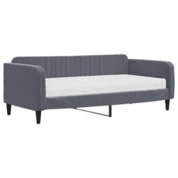 Berkfield Home Daybed with Mattress Dark Grey 90x190 cm Velvet - thumbnail 1