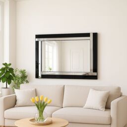 Agenzia 14 Black Venetian Glass Frame Wall Mirror 90 x 60cm - Size: 90 x 60 cm