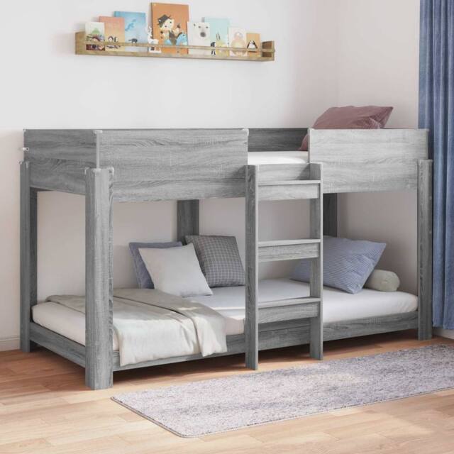 Berkfield Home Bunk Bed for Kids Grey Sonoma 100 x 200 cm Engineered Wood - image 1