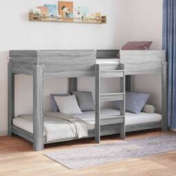 Berkfield Home Bunk Bed for Kids Grey Sonoma 100 x 200 cm Engineered Wood - thumbnail 1