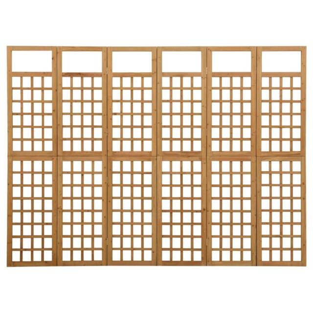 Berkfield Home 6-Panel Room Divider/Trellis Solid Fir Wood 242.5x180 cm in Brown - image 1