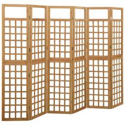 Berkfield Home 6-Panel Room Divider/Trellis Solid Fir Wood 242.5x180 cm in Brown - thumbnail 2