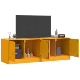 Berkfield Home TV Cabinets 2 pcs Mustard Yellow 67x39x44 cm Steel - Size: 67 x 39 x 44 cm - thumbnail 3