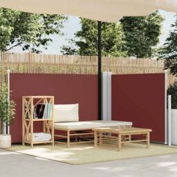 Berkfield Home Retractable Side Awning Brown 120x1000 cm in Burgundy