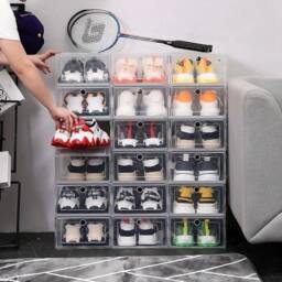VOGREX 6X Plastic Shoe Storage Boxes Clear Stackable Organiser Drawer