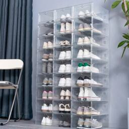 VOGREX 6X Plastic Shoe Storage Boxes Clear Stackable Organiser Drawer - thumbnail 3