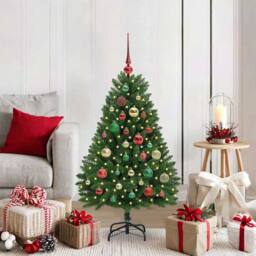 Berkfield Home Artificial Christmas Tree with Stand Green 120 cm PVC & Metal - thumbnail 1