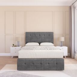 "Sloomy Cambridge Divan Bed Base No Drawers 12"" Footboard & 54"" Floor Standing Headboard in Dark Grey - Size: Small Double" - thumbnail 2