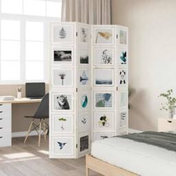 Berkfield Home Room Divider 4 Panels White Solid Wood Paulownia - thumbnail 3