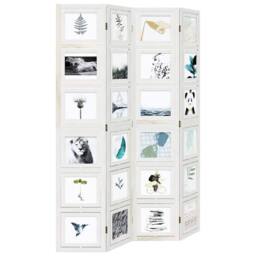 Berkfield Home Room Divider 4 Panels White Solid Wood Paulownia - thumbnail 4