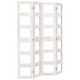 Berkfield Home Room Divider 4 Panels White Solid Wood Paulownia - thumbnail 2